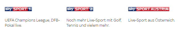 Sender im Sky Sport Paket