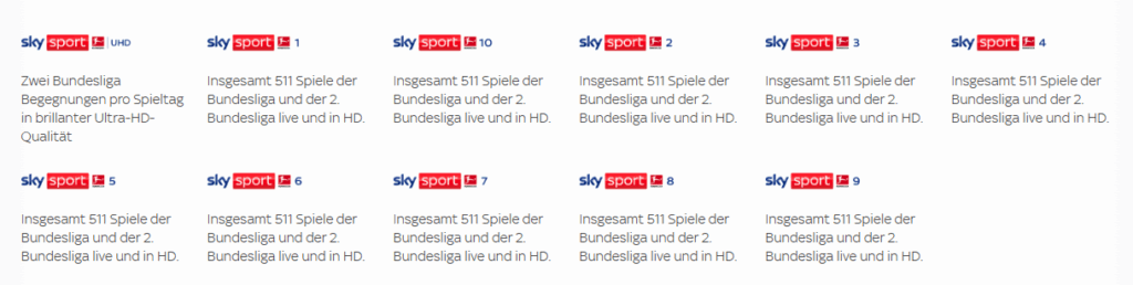 Sender im Fußball Bundesliga Paket