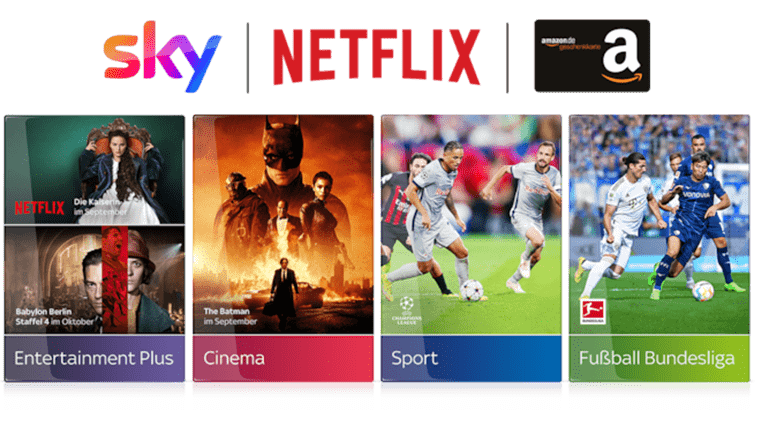 Sky Entertainment Plus + Cinema + Sport + Fußball Bundesliga + Netflix Abo