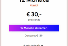 Sky X Sport & Fiction Kombi Angebot für 30 € pro Monat (131 € Ersparnis)