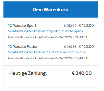 Sky X Sport Angebot Details
